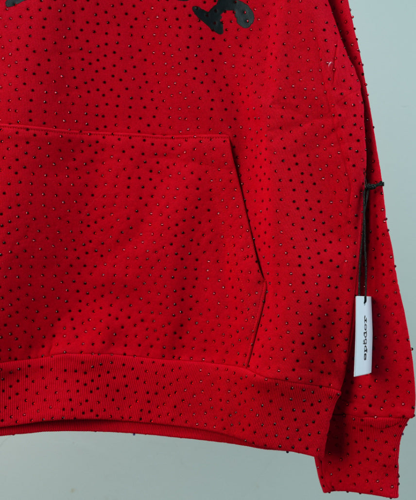 Sp5der full-rhinestone hoodie and sweatpants