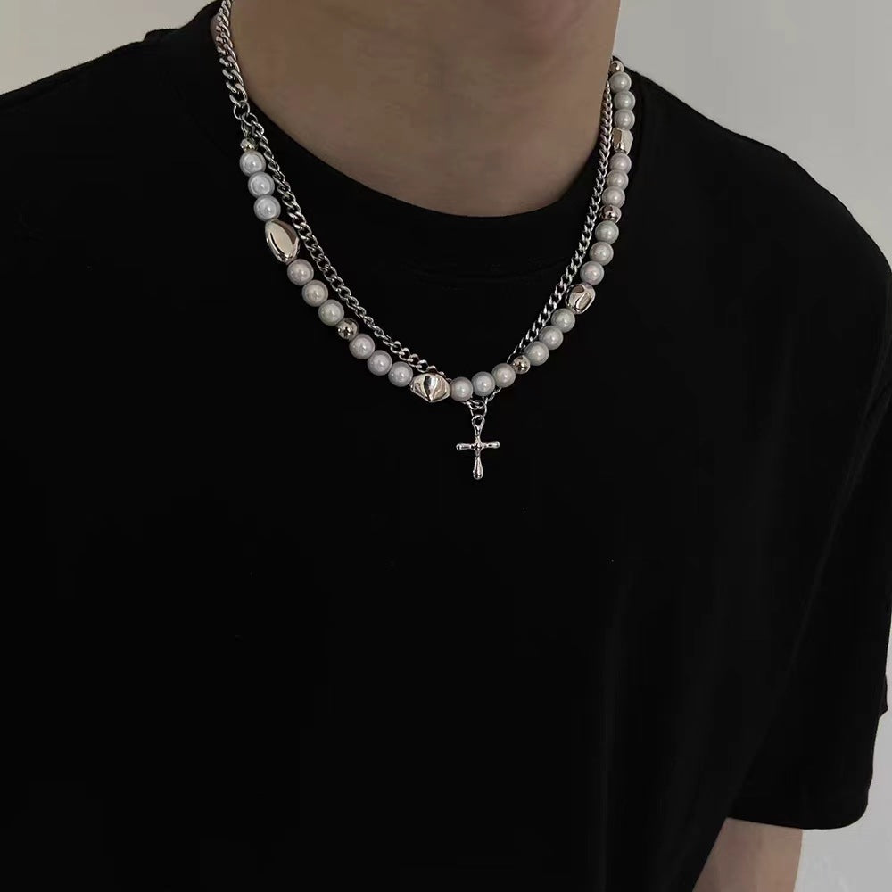 rozenkransketting Reflecterende parelkruisketting