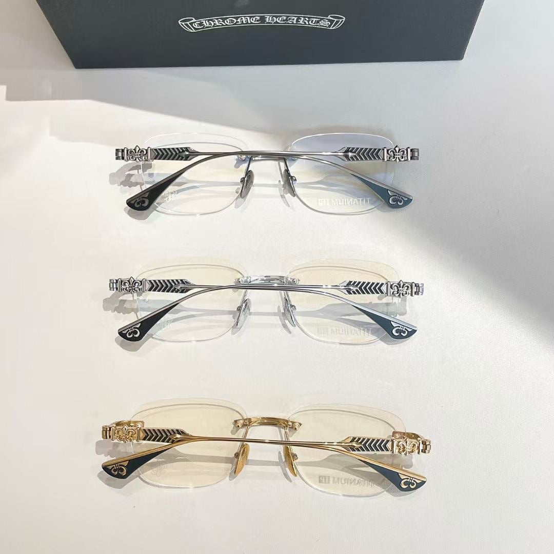 Chrome Hearts rimless oval frame glasses