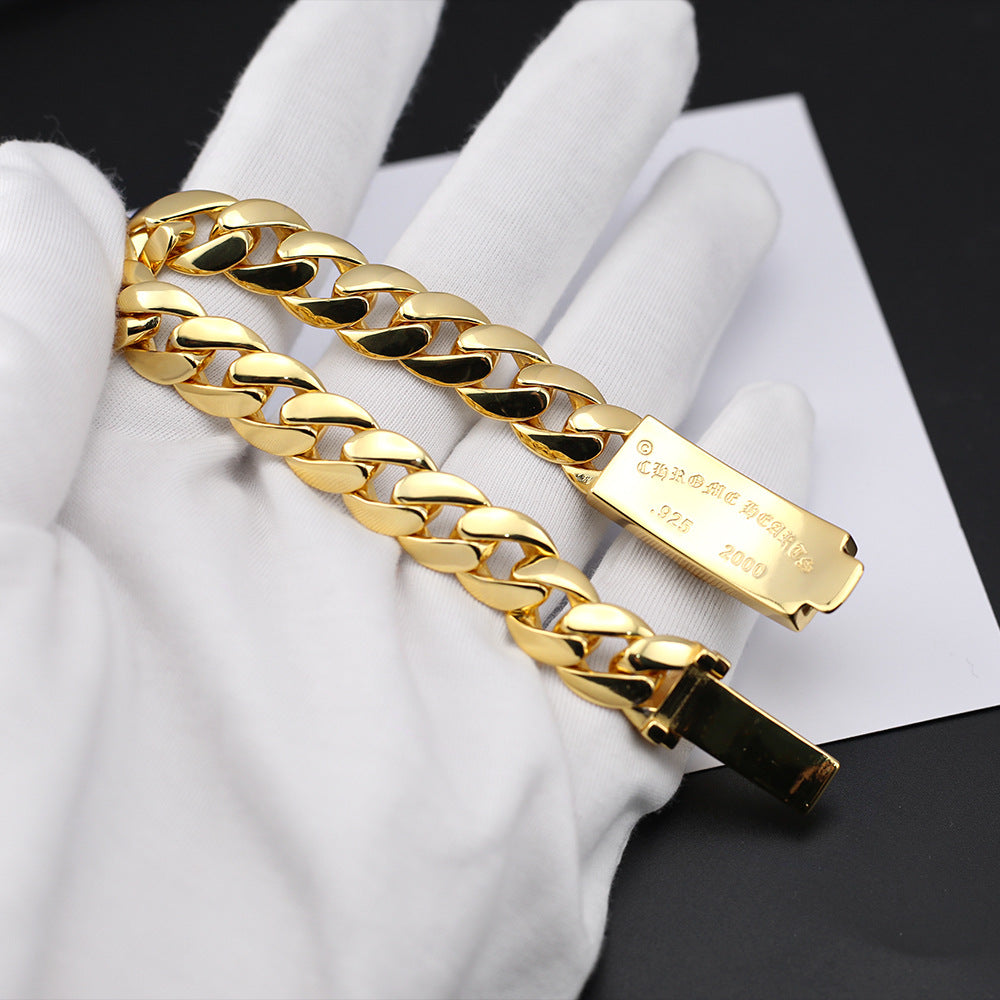 Chrome Hearts 24k gold-plated diamond cross flower bracelet