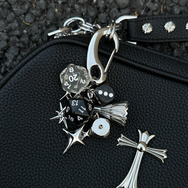 Purple and Gold Dice Handmade Bag Charm Waist Ornament