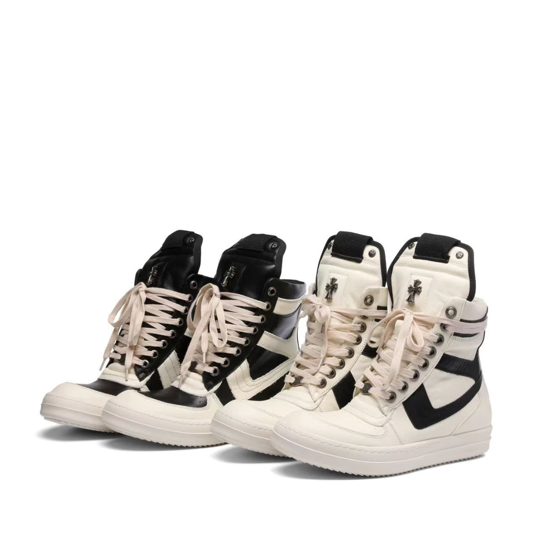 Chrome Hearts Style Mid-Top Sneakers with Platform Sole