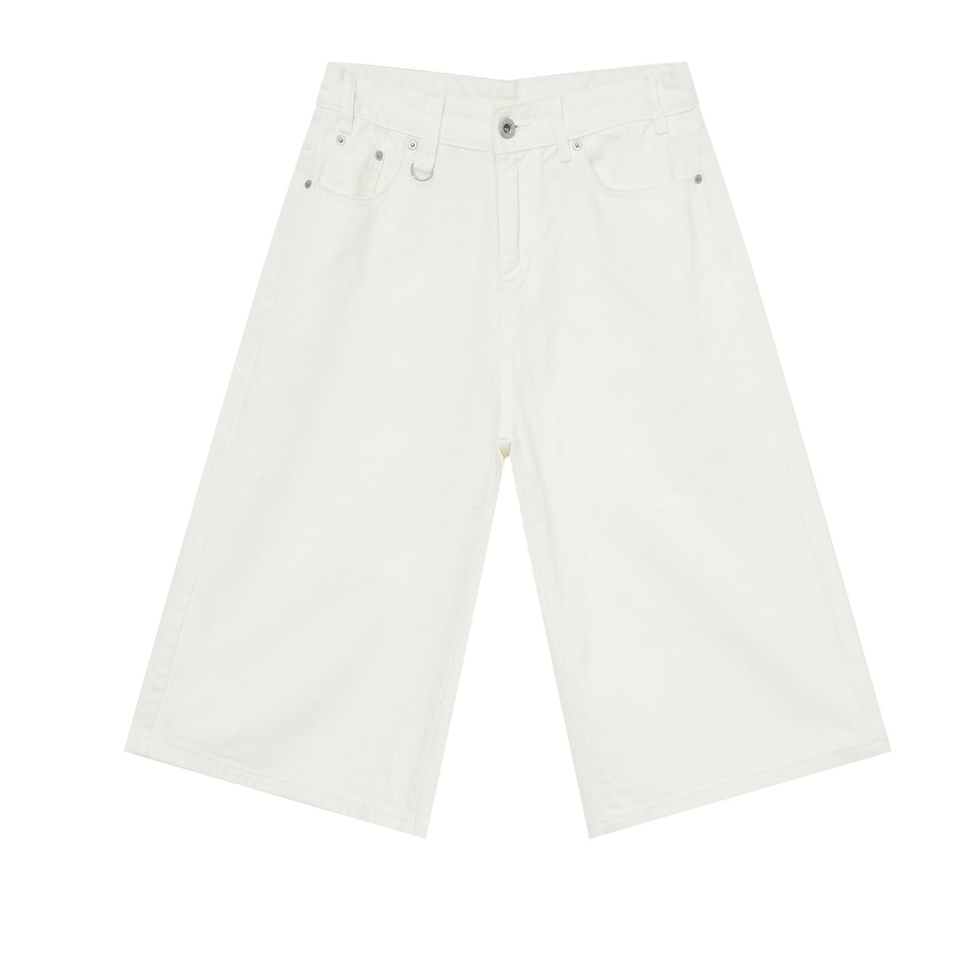 Summer Loose Fit Cropped Straight Leg Denim Shorts