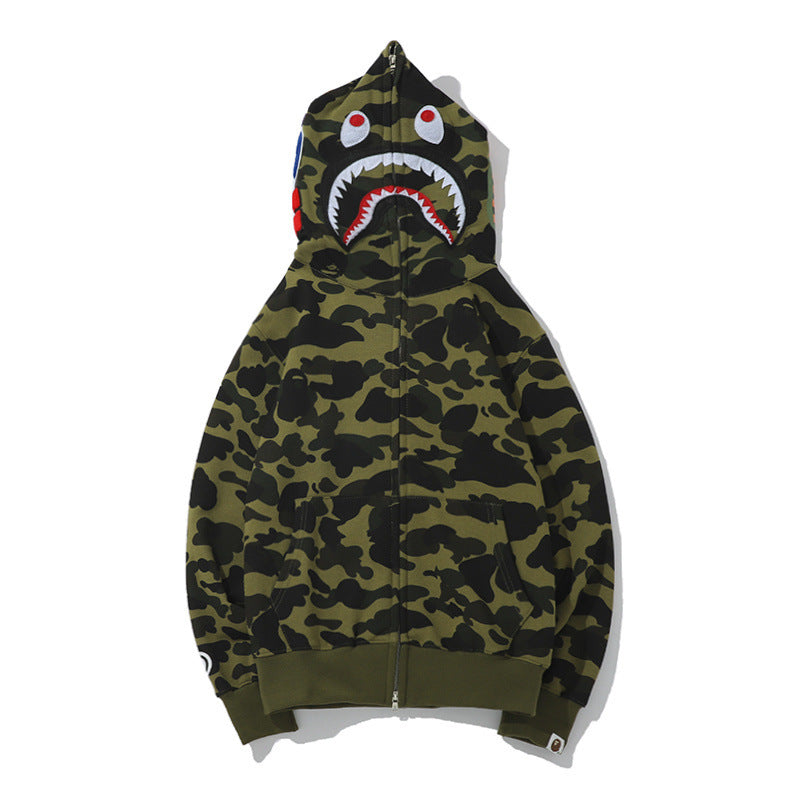 BAPE Shark camouflage hooded cardigan jacket