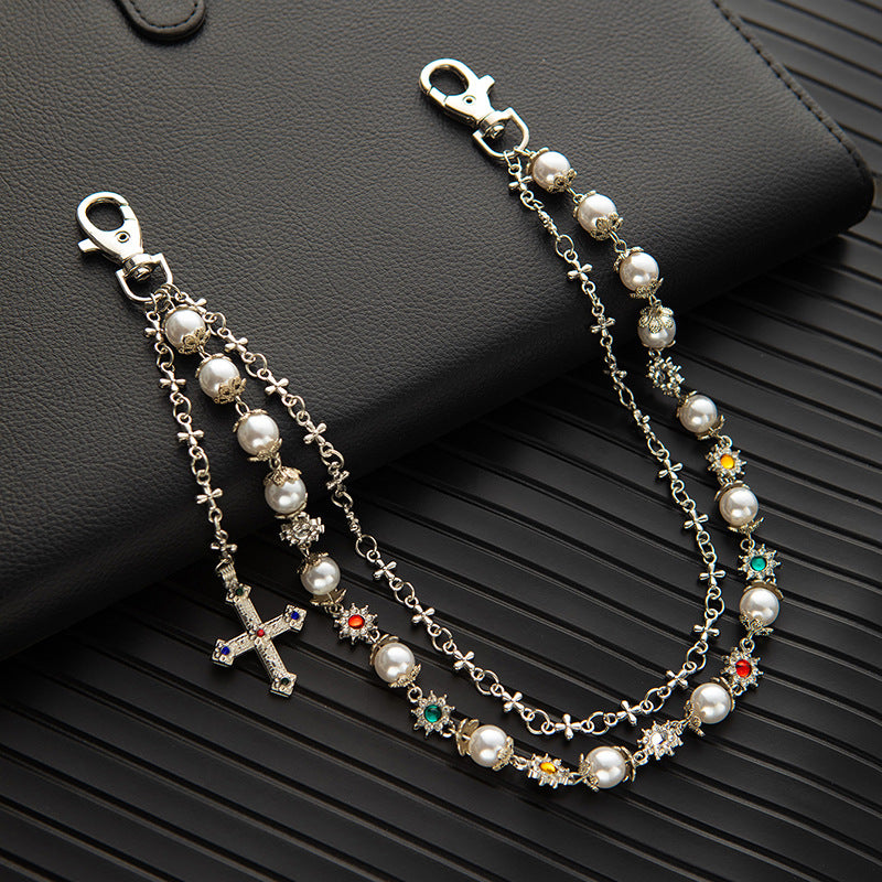 Rhinestone & Pearl Jewelry Set: Bracelet, Necklace, and Waist Chain