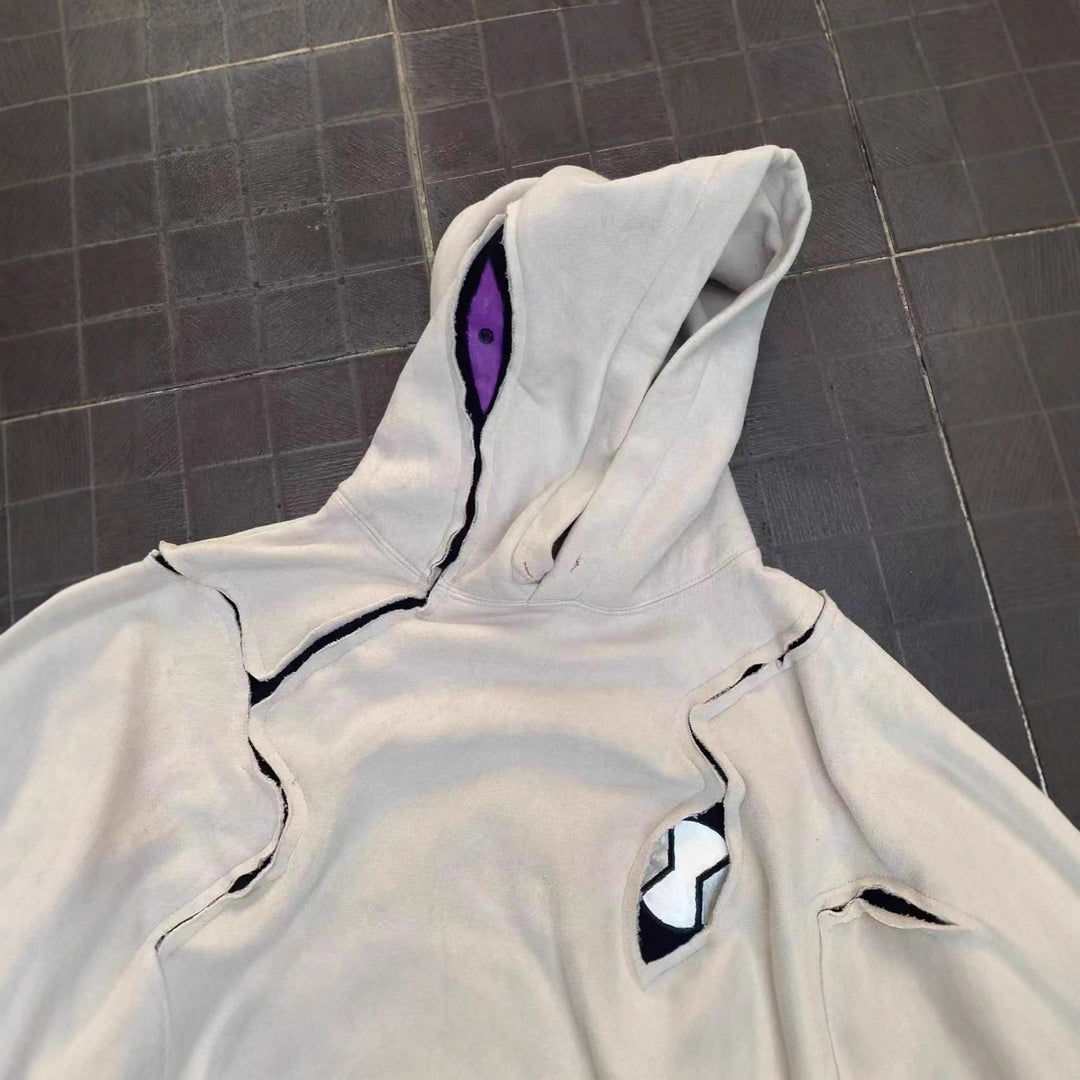 Patchwork Eye-Themed Unique Hooded Sweatshirt