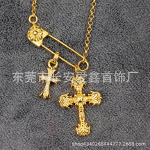 Chrome Hearts Clavicle Gold Brooch Cross Pendant