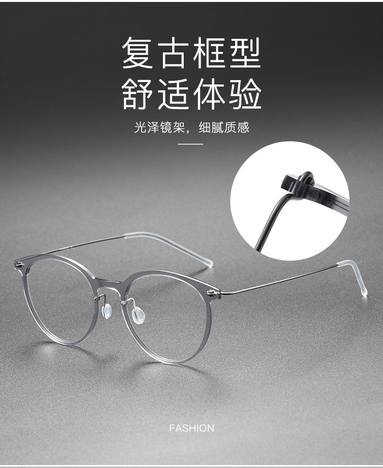 Black Round Eyeglasses Timeless Acetate & Gold Titanium Design