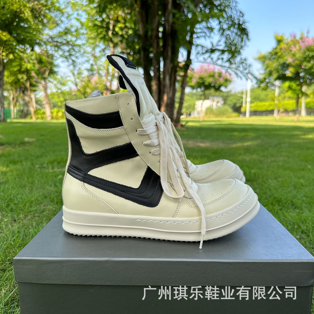 Thick-Sole, Height-Increasing, High-Top Genuine Leather Sports Boots