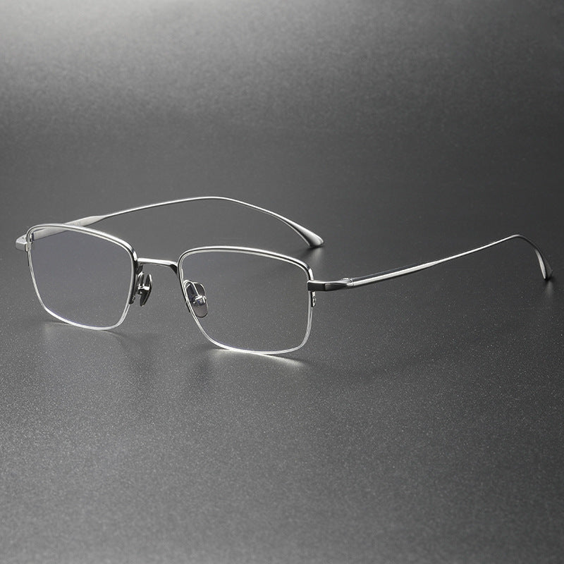 Retro half-rim pure titanium eyeglass frames