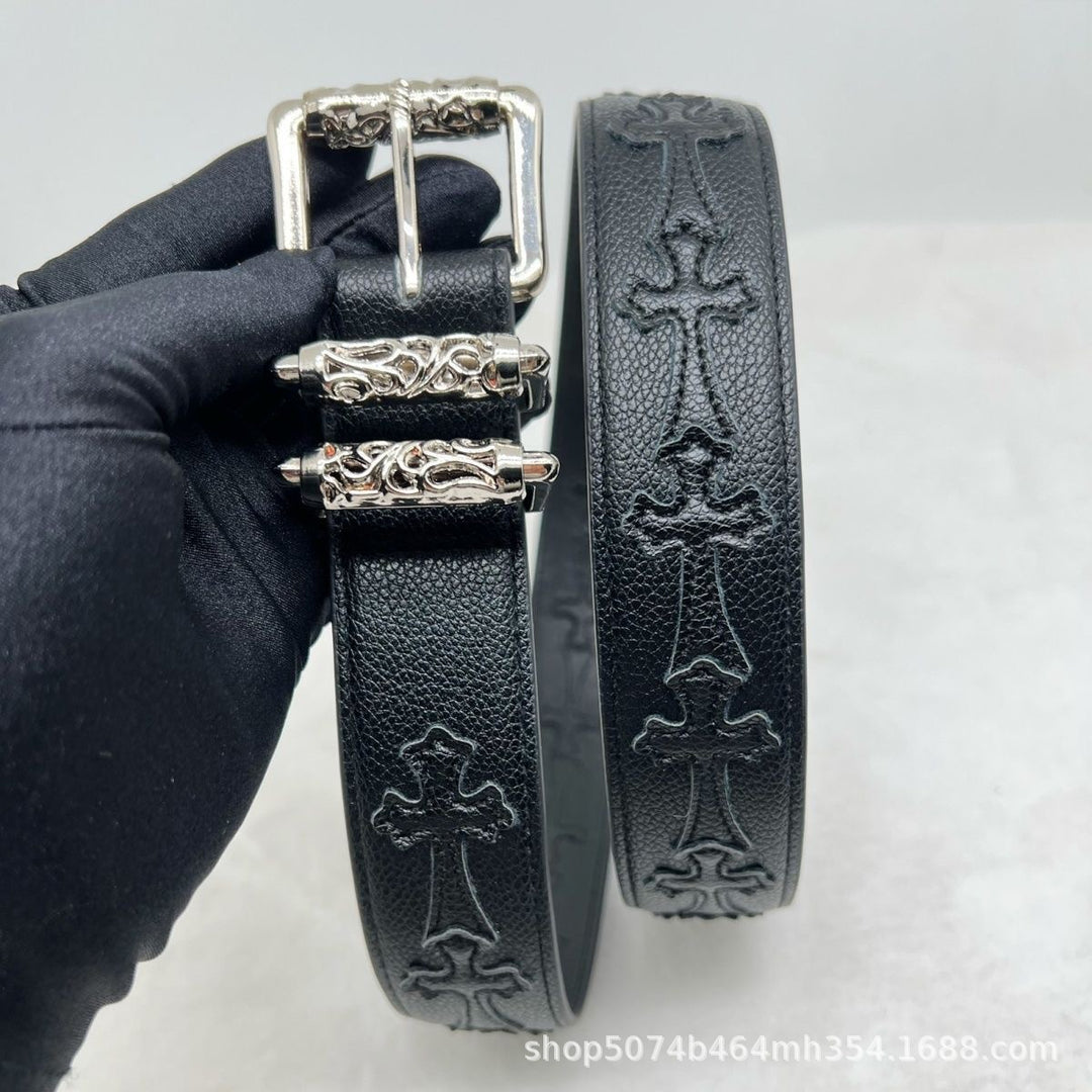 Chrome Hearts Cross-Motif Classic Leather Belt