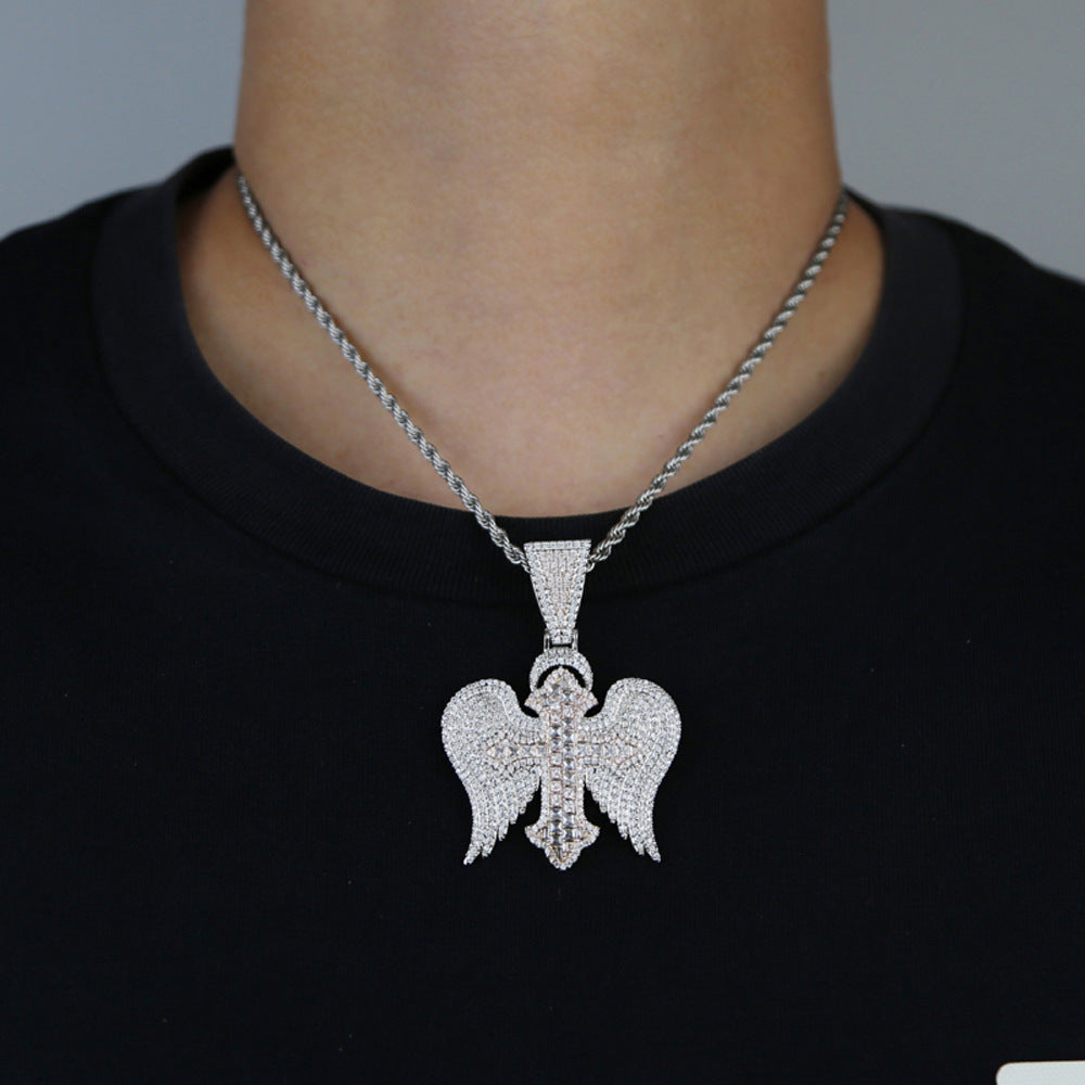 Hip-hop cross wings men's pendant