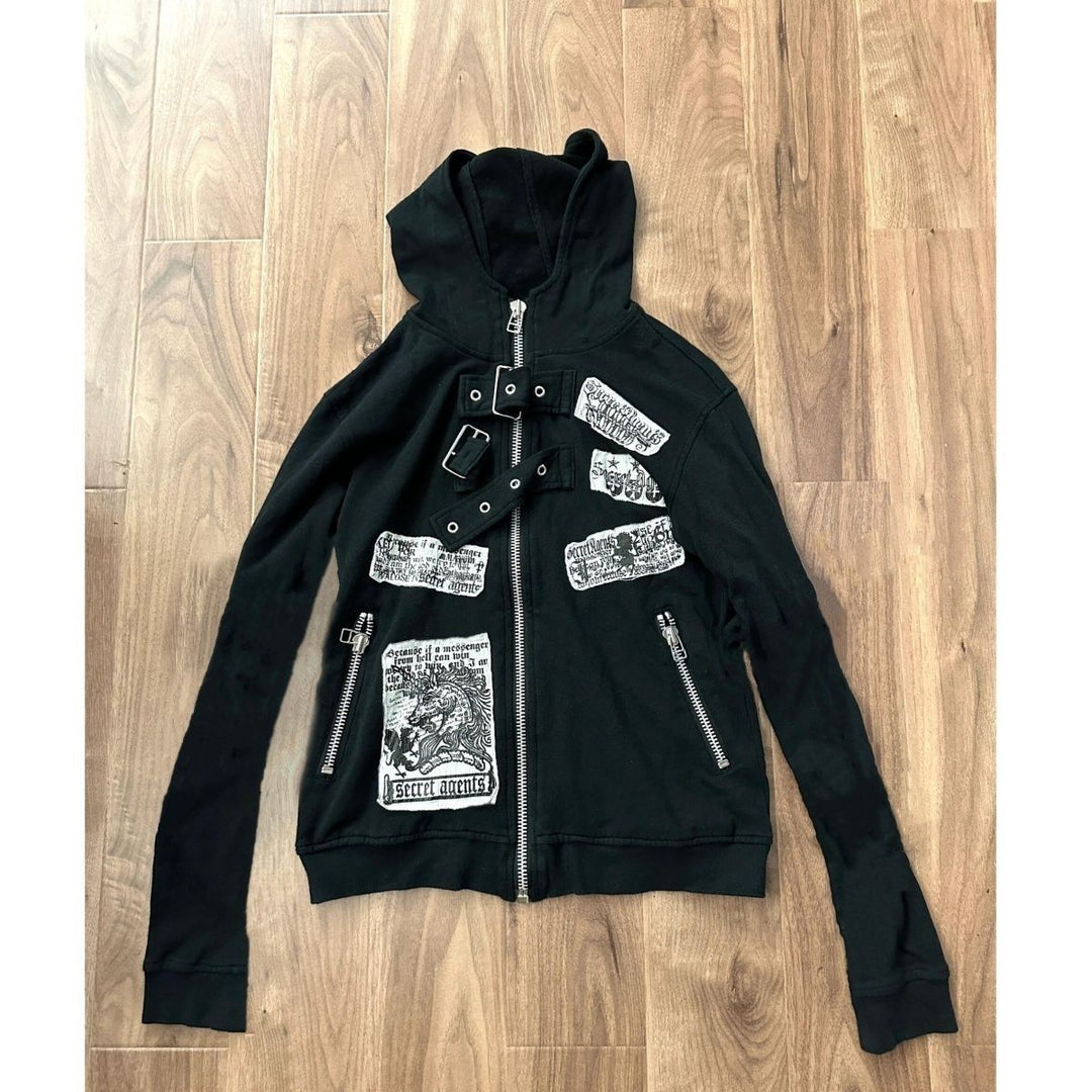 Y2K Unicorn Retro Print Rock-Style Zip-Up Jacket