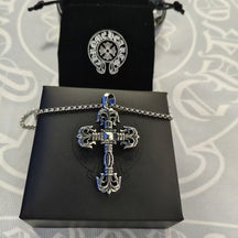 chrome hearts cross cross flower diamond frame necklace