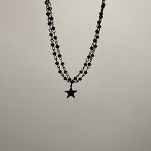 Dark Cross Rose Star Necklace