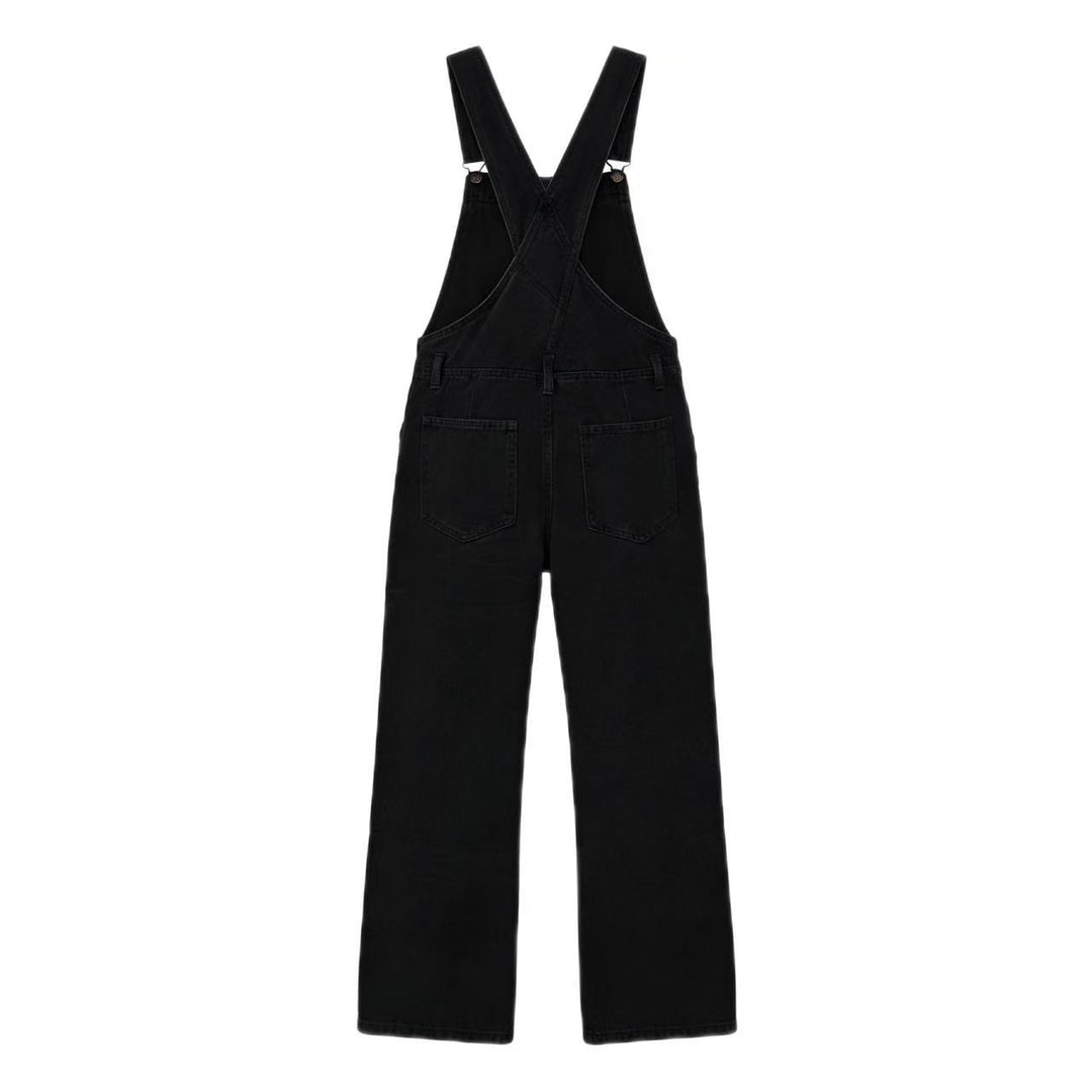 Washed Loose-Fit Denim Overalls