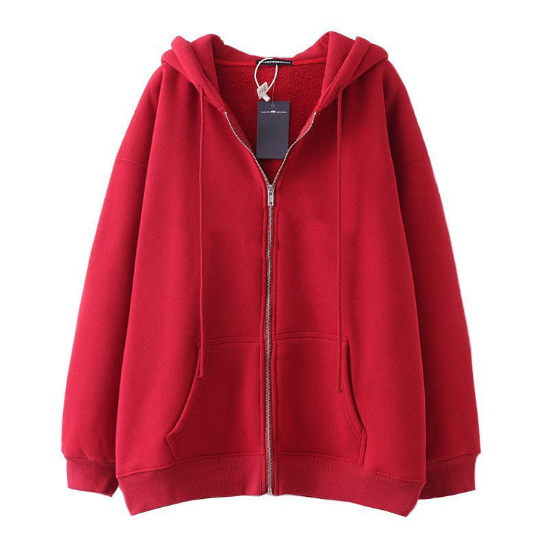 Solid color pocket hooded sweatshirt