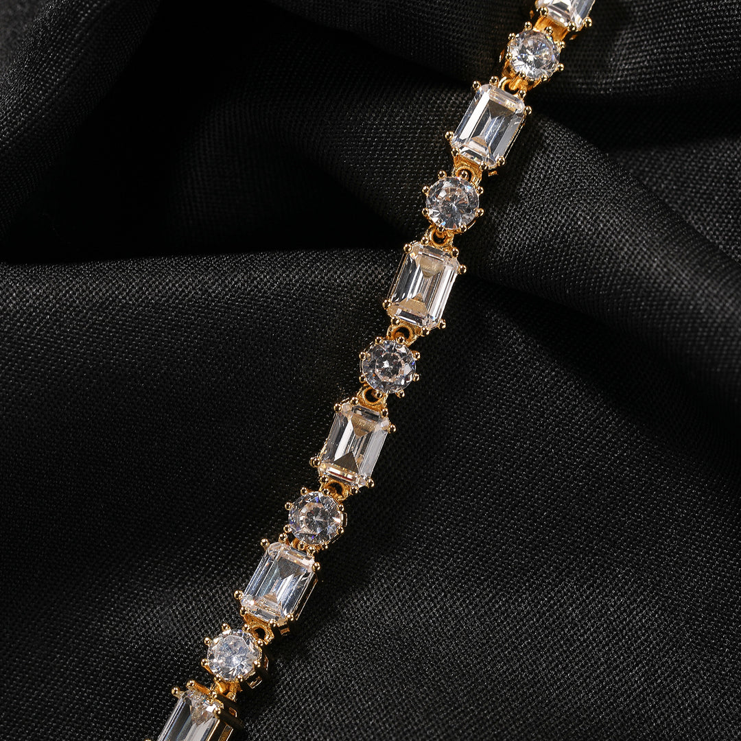 Mixed Square & Round Zirconia Tennis Bracelet