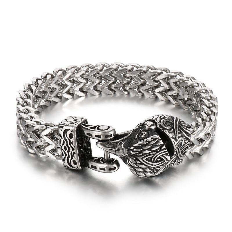 Viking Personalized Eagle Beak Wolf Head Snake Head Bracelet