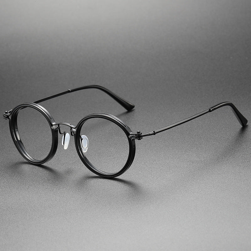Retro Round Glasses Black Metal Optical Eyewear
