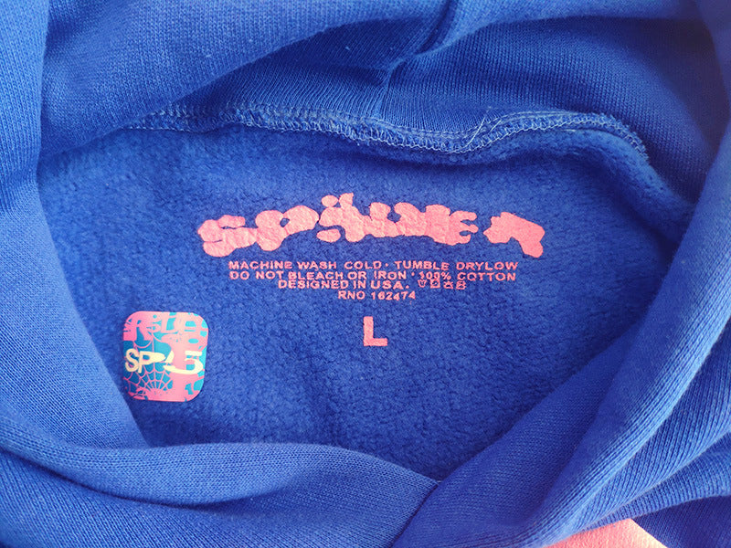 Sp5der fleece-lined hoodie with spiderweb print.