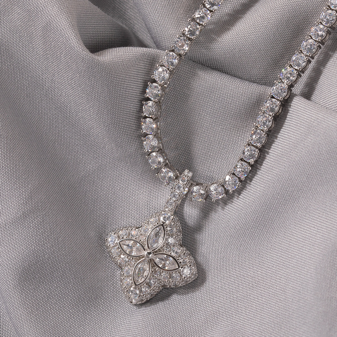 Cubic Zirconia Colorful Four-Leaf Clover Pendant