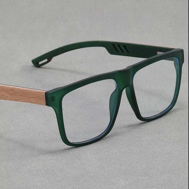 Bamboo-style square frame eyeglasses