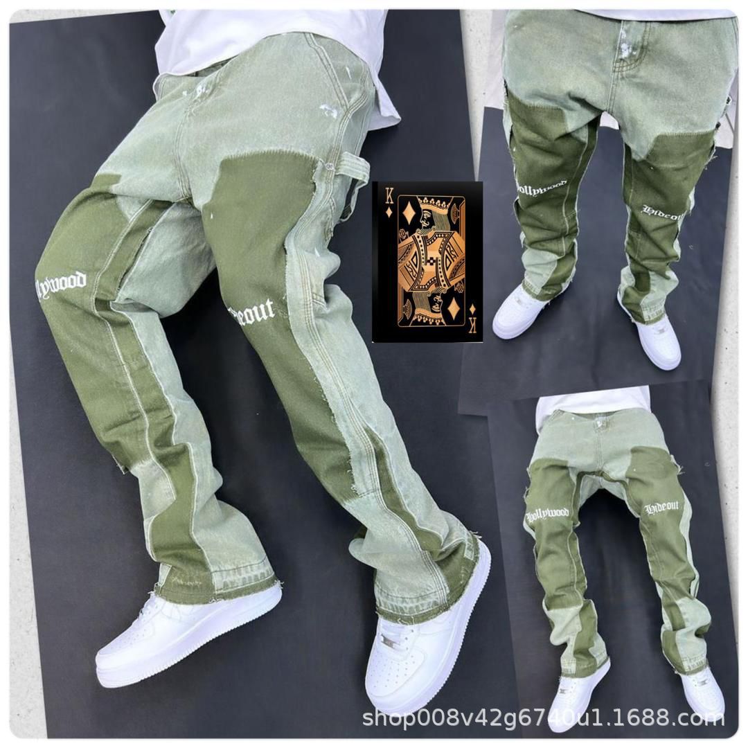 Retro "Wasteland" Distressed Flared Lumberjack Workwear Jeans