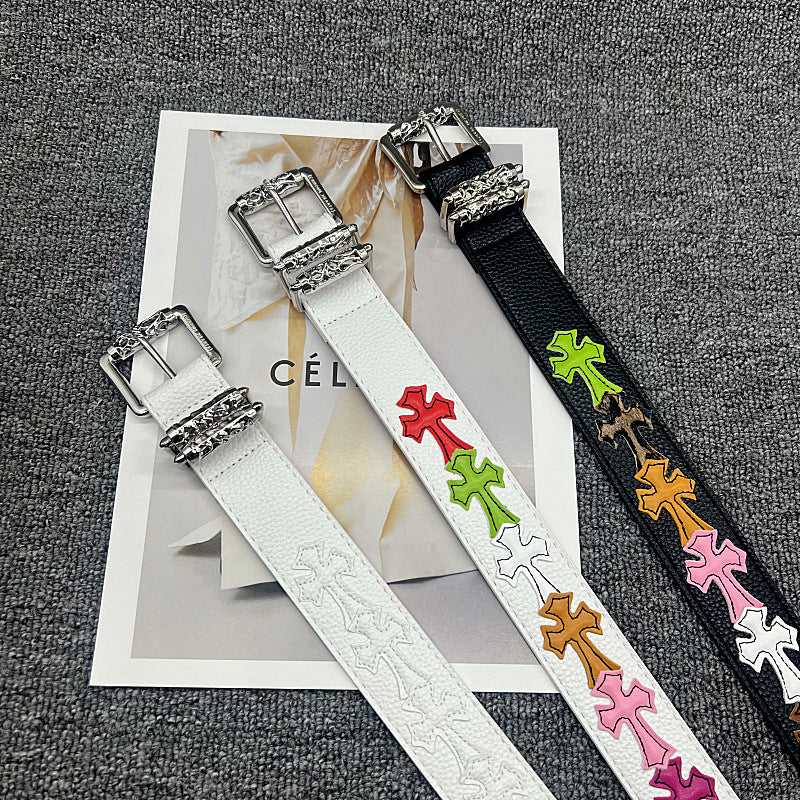 Chrome Hearts Leather pasted Roller type Hollow Vine Needle buckle Belt