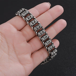 Six Character Mantra Rotary Silver Chain bracelet