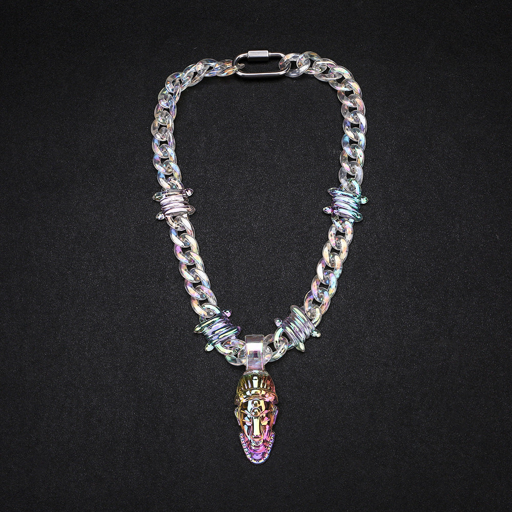 Chrome Hearts transparent resin acrylic cross necklace