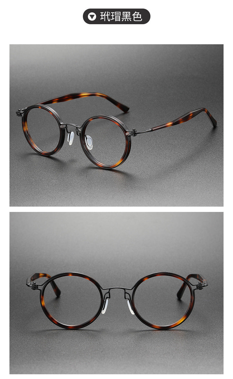 Large round pure titanium eyeglass frames