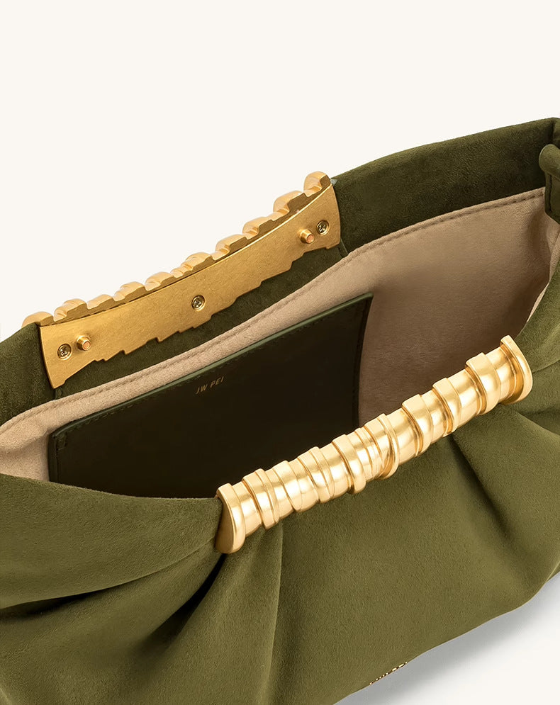 Ruched Clutch with Metal Clasp