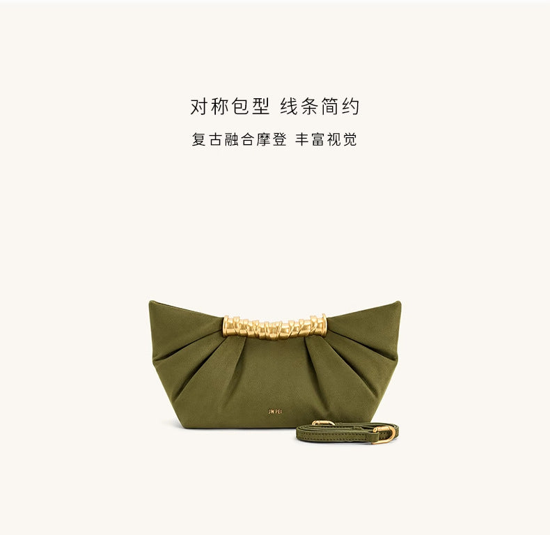 Ruched Clutch with Metal Clasp