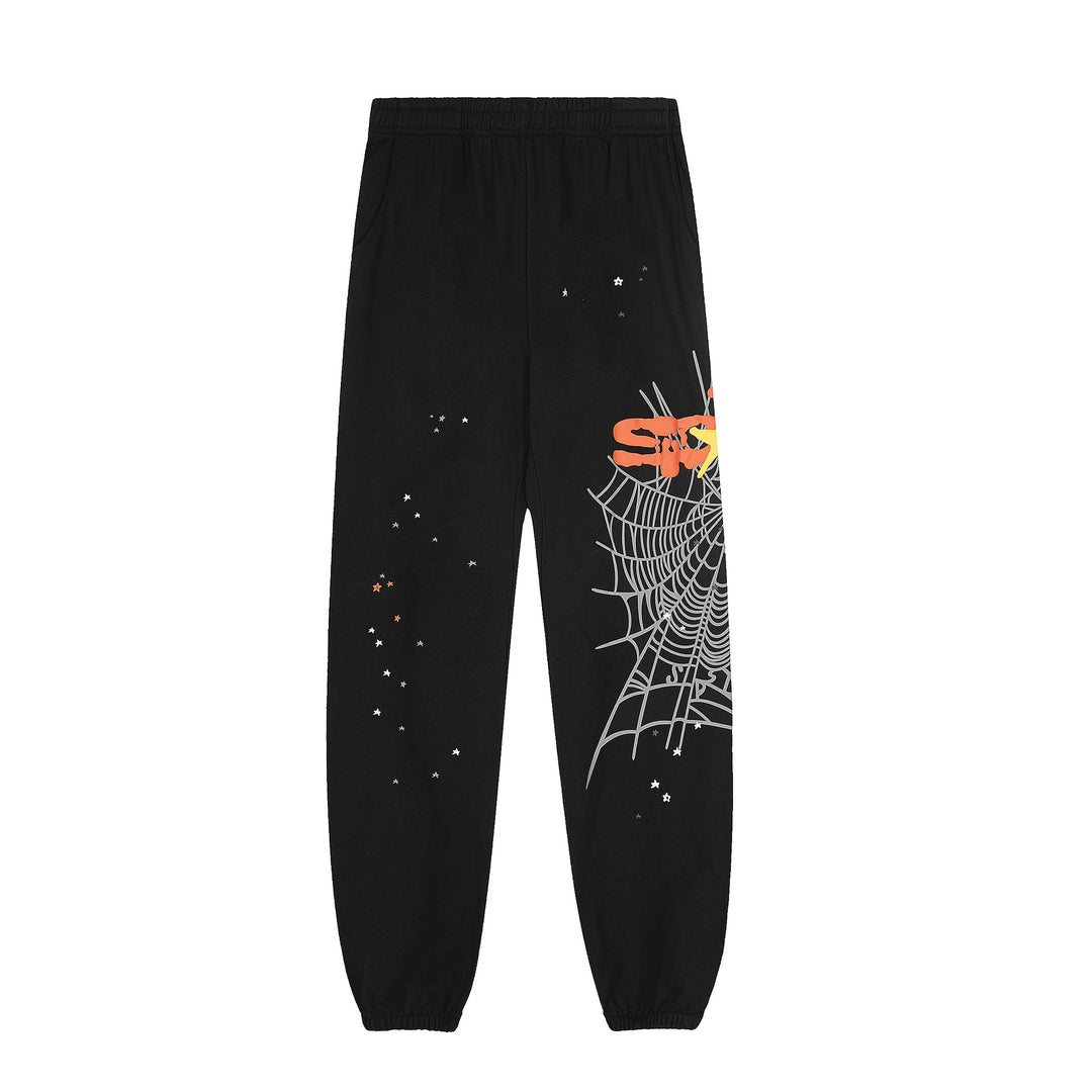 Sp5der 555555 star pattern hooded trousers and sweatshirt