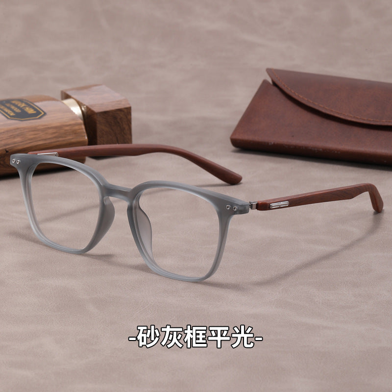 Lightweight, flexible wood grain temples eyeglass frames