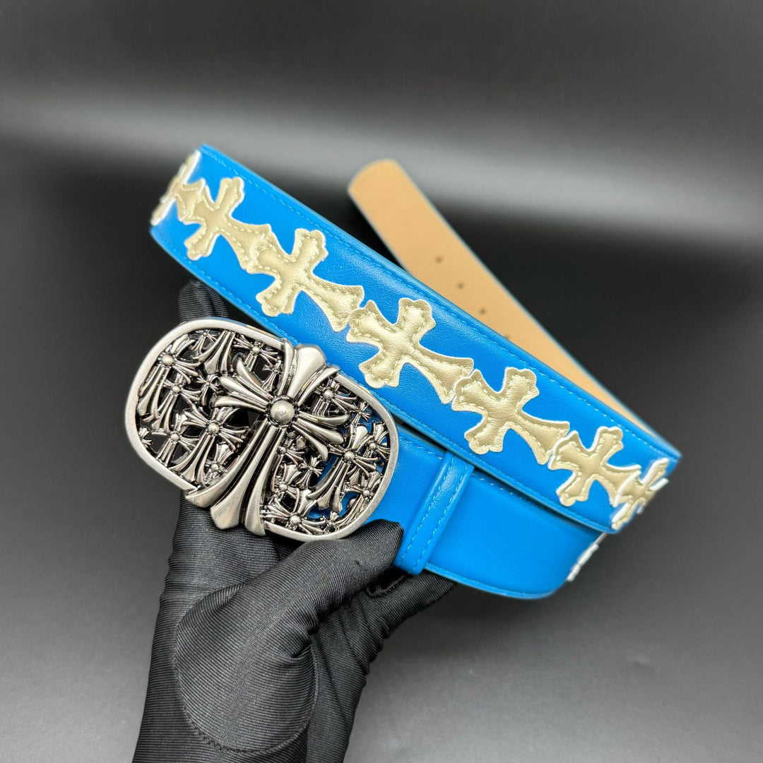 Chrome Hearts Cross designed classic leather belt for jeans