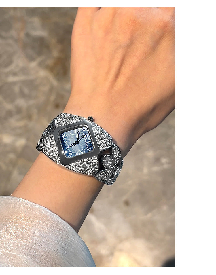Luxury Full Diamond High-End Bangle Watch for Women