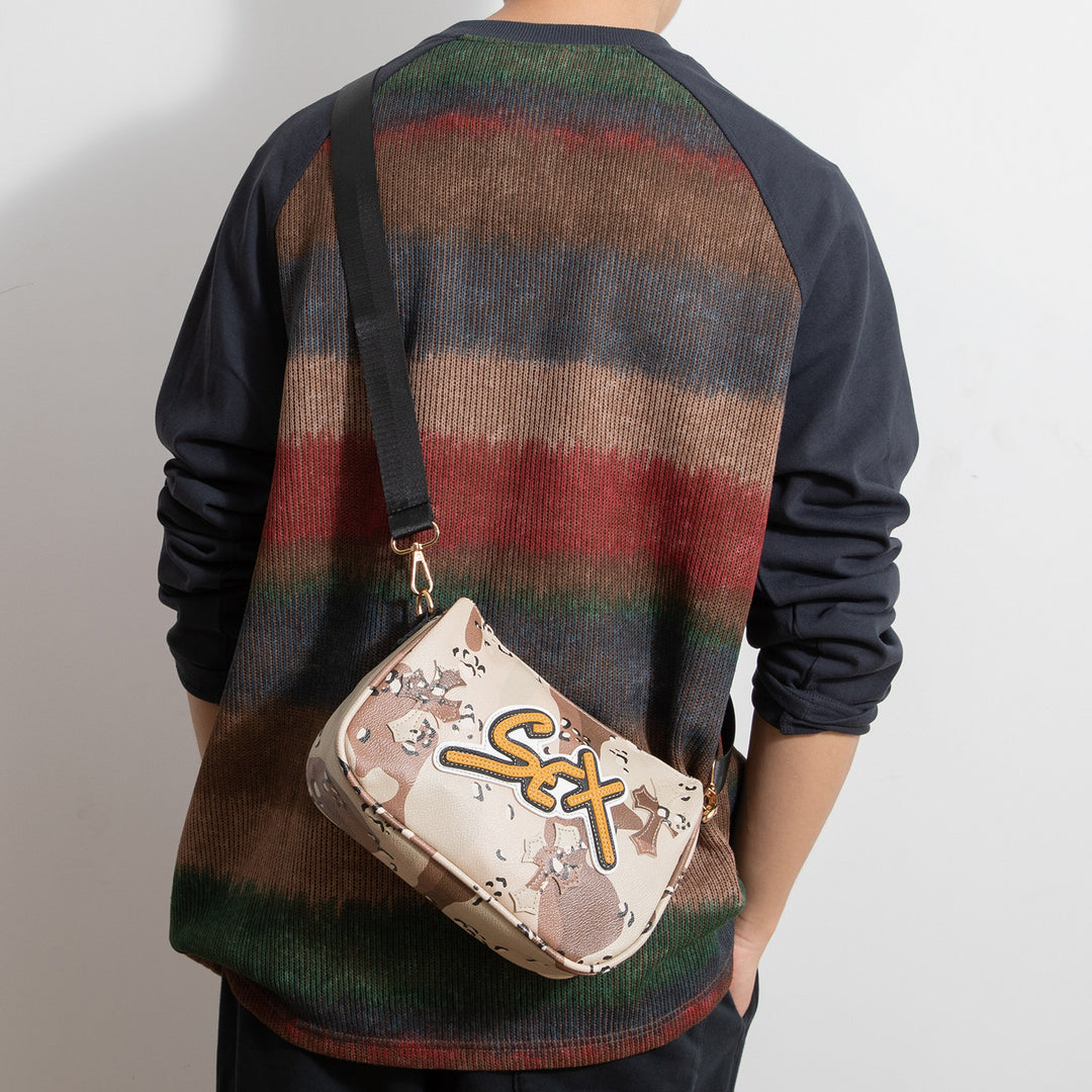 Chrome Hearts cross camouflage PU leather crossbody bag