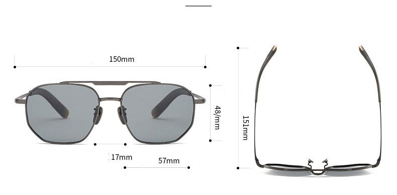 Oversized square pure titanium polarized sunglasses