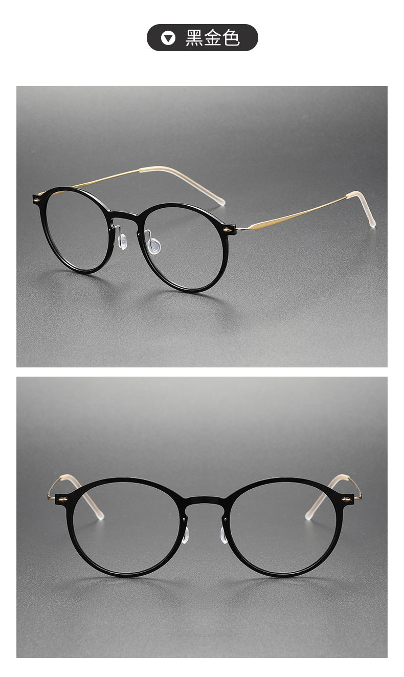 Clear Round Eyeglasses with Titanium Temples