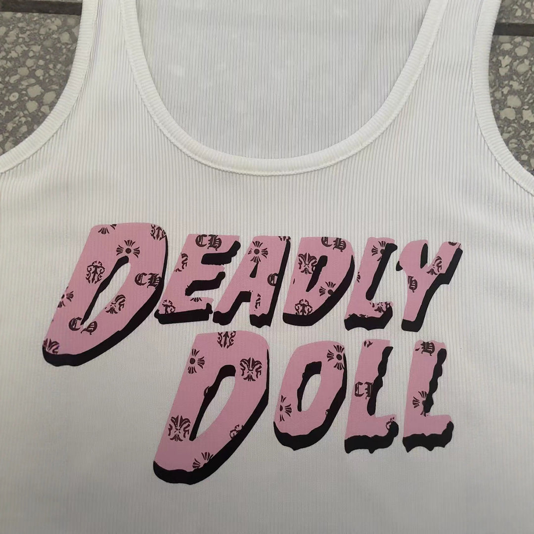 Chrome Hearts Sexy Letter Print U-Neck Tank Top