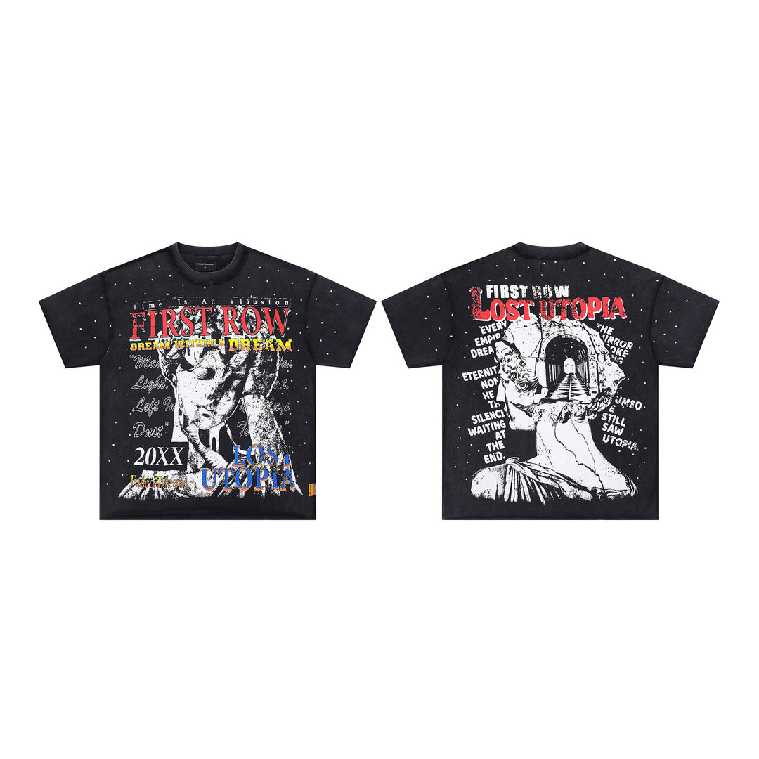 FIRST ROW LOST UTOPIA UNIVERSE CROPPED TEE White