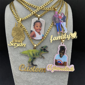 Custom Photo Necklace Custom Picture Nameplate Pendant Necklace for Kids Memory Jewelry