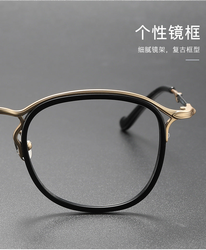Retro Pure Titanium Acetate Round Frame Glasses