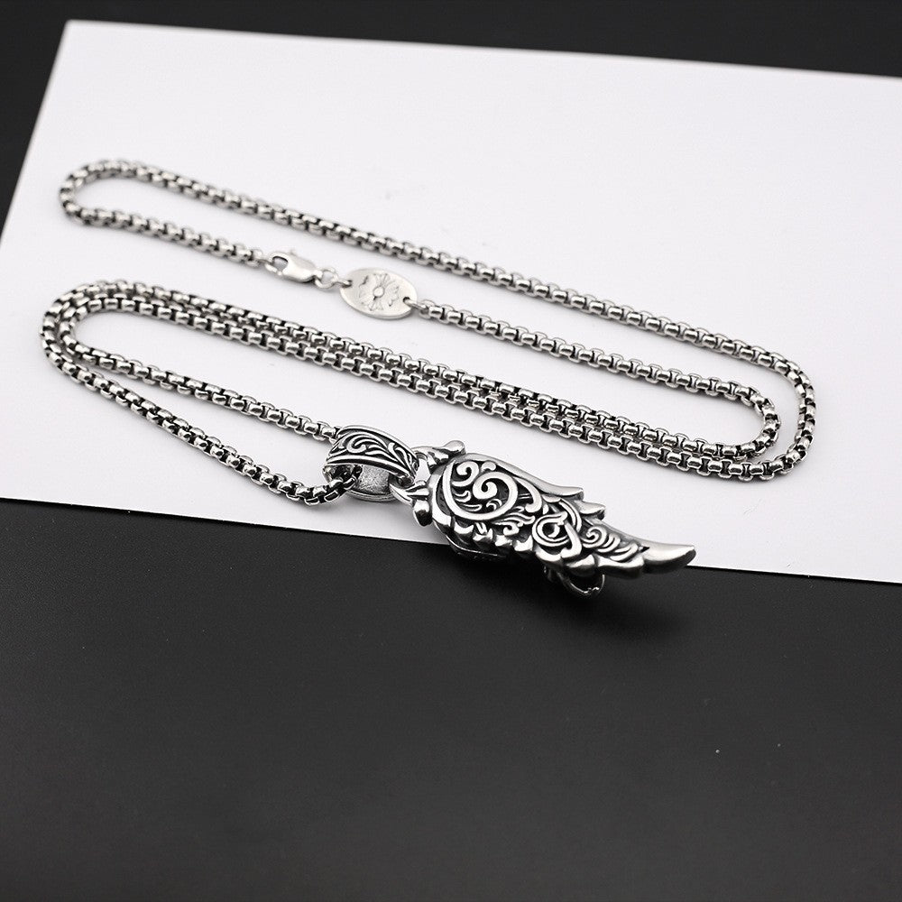 Vintage feather crown skull necklace