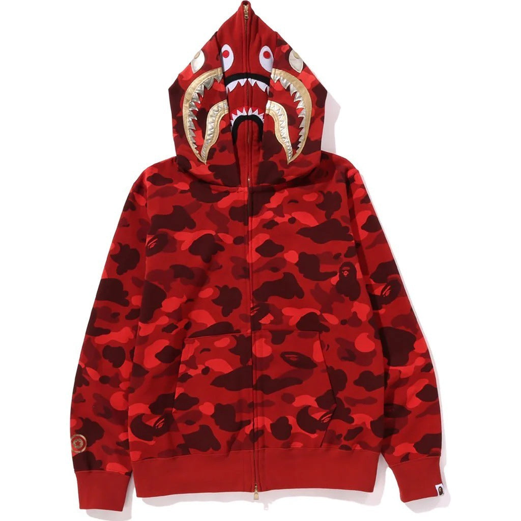 BAPE Shark camouflage hooded cardigan jacket