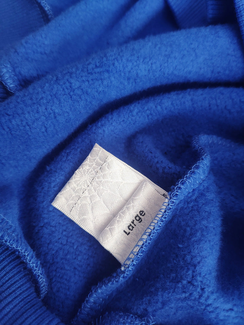 Sp5der fleece-lined hoodie with spiderweb print.
