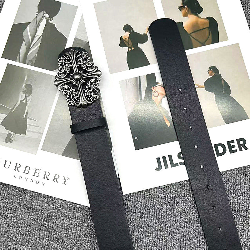 Chrome Hearts Cross Buckle Embossed Belt