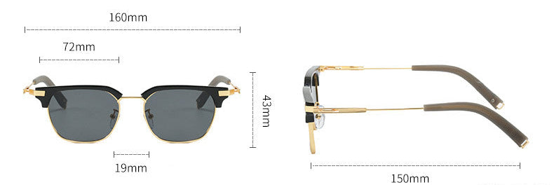 Classic half-rimmed browline Clubmaster sunglasses